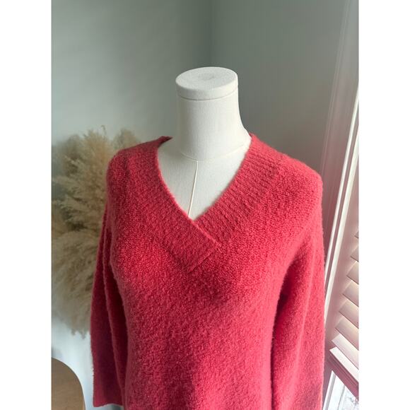 NWT Anthropologie Clayton Wool Blend Teddy V Neck Sweater Women’s XXS Rose Pink - Picture 4 of 9